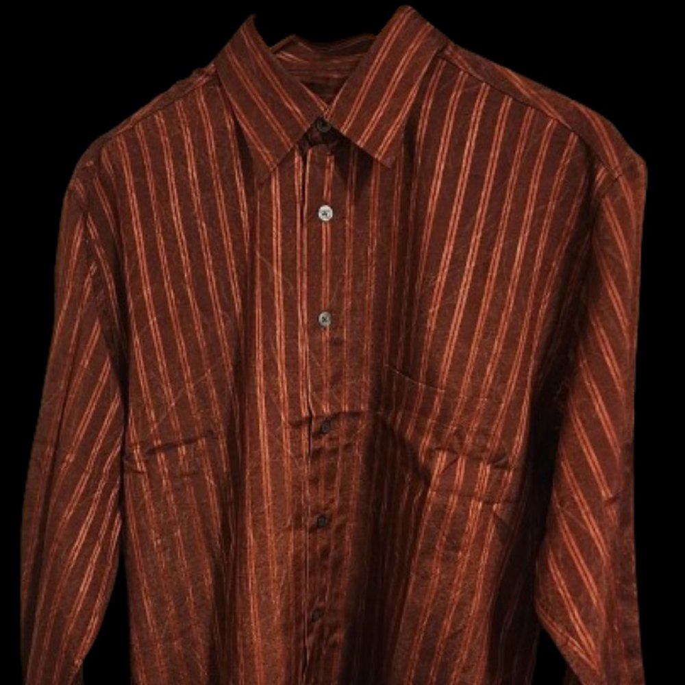 Georg Roth Brown & Orange Stripe Shirt (Size M)